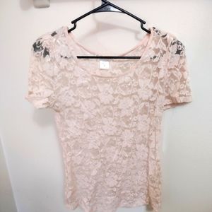 Charlotte Russe Pink Lace Shirt